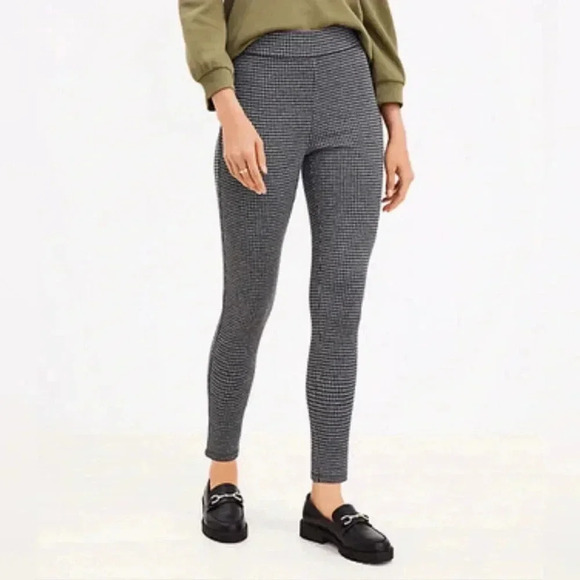 Loft Houndstooth High Rise Ankle Slim Fit Pullover Legging Size M Tall - Picture 5 of 7